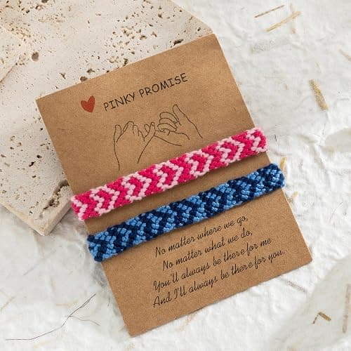 Qiuseadu Heart Friendship Bracelets Pinky Promise Pink Best Friends Distance Matching for Women Valentine Couple Family thumbnail 2
