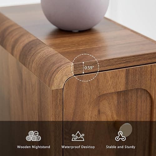MAHYIZYI Narrow Nightstand with 2 Drawers, Small Bedside Tables, Mid-Century Modern Slim Night Stand with Storage, Wooden End Table for Small Spaces, Bedroom, Living Room (Walnut-1PCS) thumbnail 5