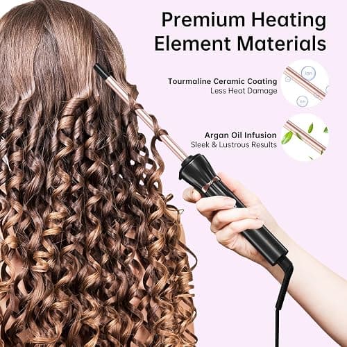 3/8 Inch Small Wand Curling Iron with 9 Temps, 9mm Mini Hair Curler with LCD Display, Fast Heat Up & Anti-Scald Design, Suitable for Short/Long Hair thumbnail 5