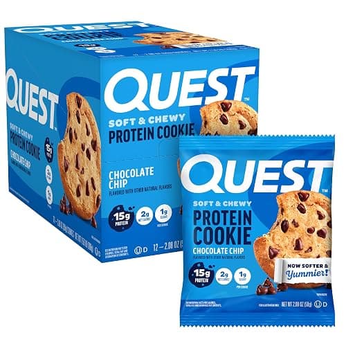 Quest Nutrition Chocolate Chip Protein Cookie, 15g Protein, 1g Sugar, 2g Net Carbs, Keto Friendly, High Protein, Low Carb; 12 Count - Image 1