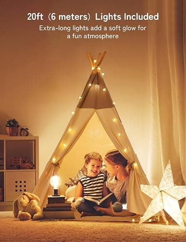 besrey Teepee Tent for Kids with Light & Mat, Toddler Tents Indoor Play Tent Playhouse, Toddler Tipi Cotton, tee Pee Tents for Kids Indoor, Boys & Girls Teepee,Children Room Playhouse thumbnail 6