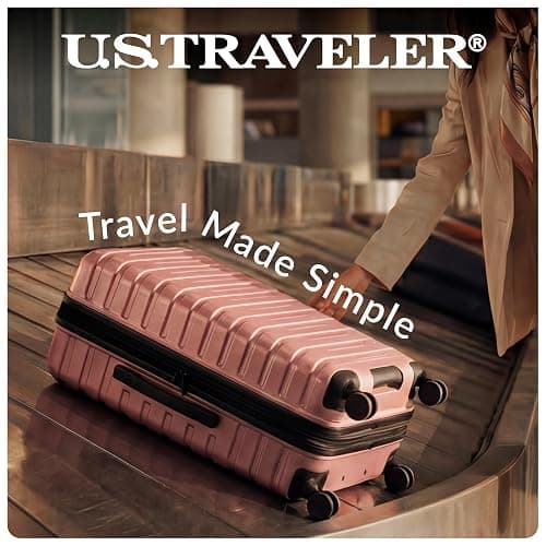 U.S. Traveler Boren Expandable Hardside Rugged Travel Luggage with 8 Spinner Wheels, Rose Pink, Checked-Medium 26-Inch thumbnail 8