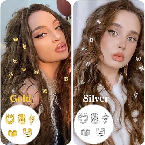 70 Pcs Hair Jewelry For Braids,Gold Hair Cuffs Dreadlock Accessories,Adjustable Hair Rings Braid Decorations For Women (gold) thumbnail 5