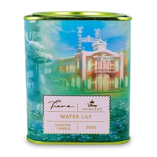 Disney Princess Home Collection Tiana 11-Ounce Scented Tea Tin Candle with Water Lily Aromatic Fragrance | 28-Hour Burn Time | Home Decor Housewarming Essentials, Cute Gifts and Collectibles - Image 1