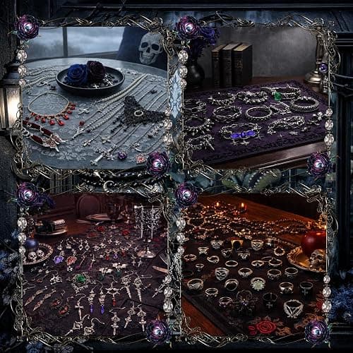 SMUOBT Mystery Jewelry Jar Box Set, Gothic Surprise Gift for Women | Gothic Vintage Jewelry Assortment, Includes Necklace/Earrings/Rings/Bracelet/Keychain, Surprise Mix, Ideal for Birthday thumbnail 5