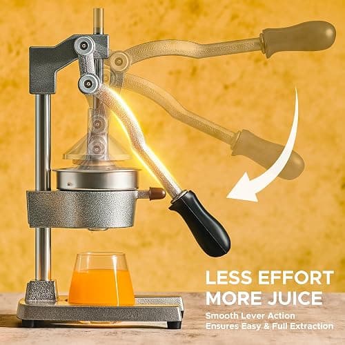 CO-Z Manual Citrus Juicer, Commercial Grade Cast Iron Orange Juicer, Professional Heavy Duty Juice Press with Removable Strainer, Manual Juice Extractor for Orange Lemon Pomegranate Citrus, Gray thumbnail 4