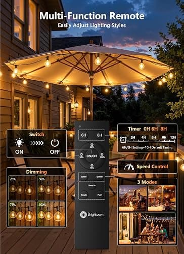 Outdoor String Lights with Remote, 100Ft Outside Waterproof Light with Dimmable G40 LED Bulbs, Shatterproof Connectable Hanging Patio Lights for Porch, Backyard, Bistro, Deck, Balcony, Home Decor thumbnail 4