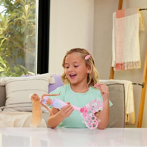 Barbie Bubble Sparkle Mermaid Doll with Bubble-Making Feature & Solution, Tray & Hairbrush, Plus Long, Color-Streaked Blonde Hair thumbnail 2