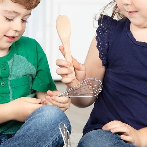 Melissa & Doug Stir & Serve Cooking Utensils (7 pcs) - Stainless Steel & Wooden Play Kitchen Accessories, Preschool Learning Toys for Girls & Boys 3+ thumbnail 8