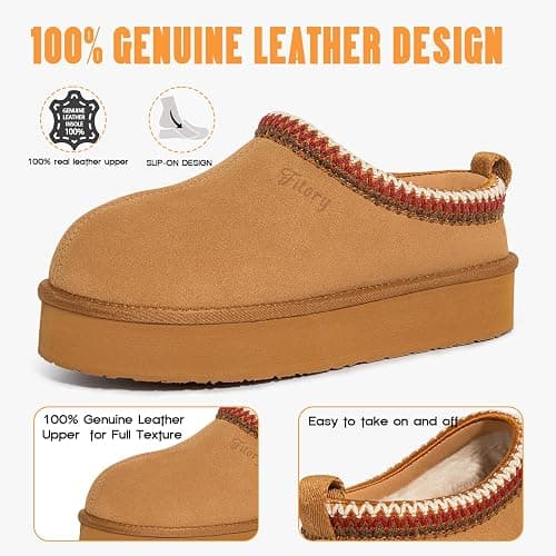 FITORY Women's Suede Slipper | Flat Short Mini Boots with Fur Fleece | Winter Casual Comfort Shoes thumbnail 3