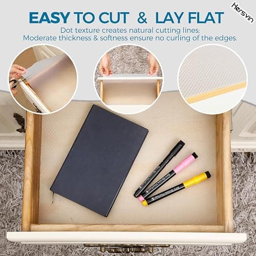 Hersvin Kitchen Drawer Liners 44.5cmx500cm Cupboard Liners, Cabinet Shelf Mats Non Slip Non-Adhesive Oil-Proof Waterproof EVA Plastic Protector Refrigerator Shelves Protective Lining (Clear Dot) thumbnail 5