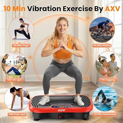 AXV Vibration Plate Fitness Platform Exercise Machine Vibrating Shaking Full Body Shaker Workout Vibrate Stand Shake Board Sport Gym for Weight Loss Fat Burner for Women Men thumbnail 2