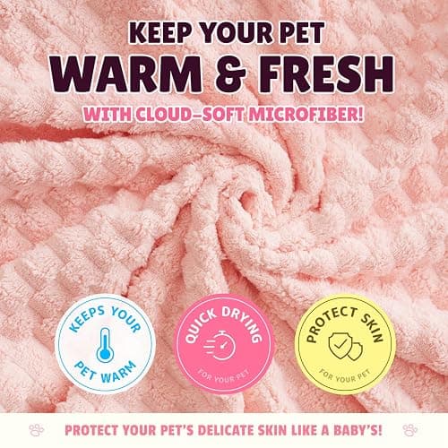 SOONTAN Microfiber Dog Towel Set for Drying Dogs – Absorbent, Quick-Dry, and Soft Towels for Bathing and Grooming Dogs and Cats, Including 2 Different Sized – Cloud Pet Towels (Pink) thumbnail 4