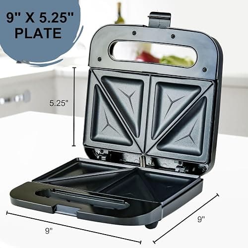OVENTE Electric Sandwich Maker with Non-Stick Plates, Indicator Lights, Cool Touch Handle, Easy to Clean and Store, Perfect for Cooking Breakfast, Grilled Cheese, Tuna Melts and Snacks, Black GPS401B thumbnail 3