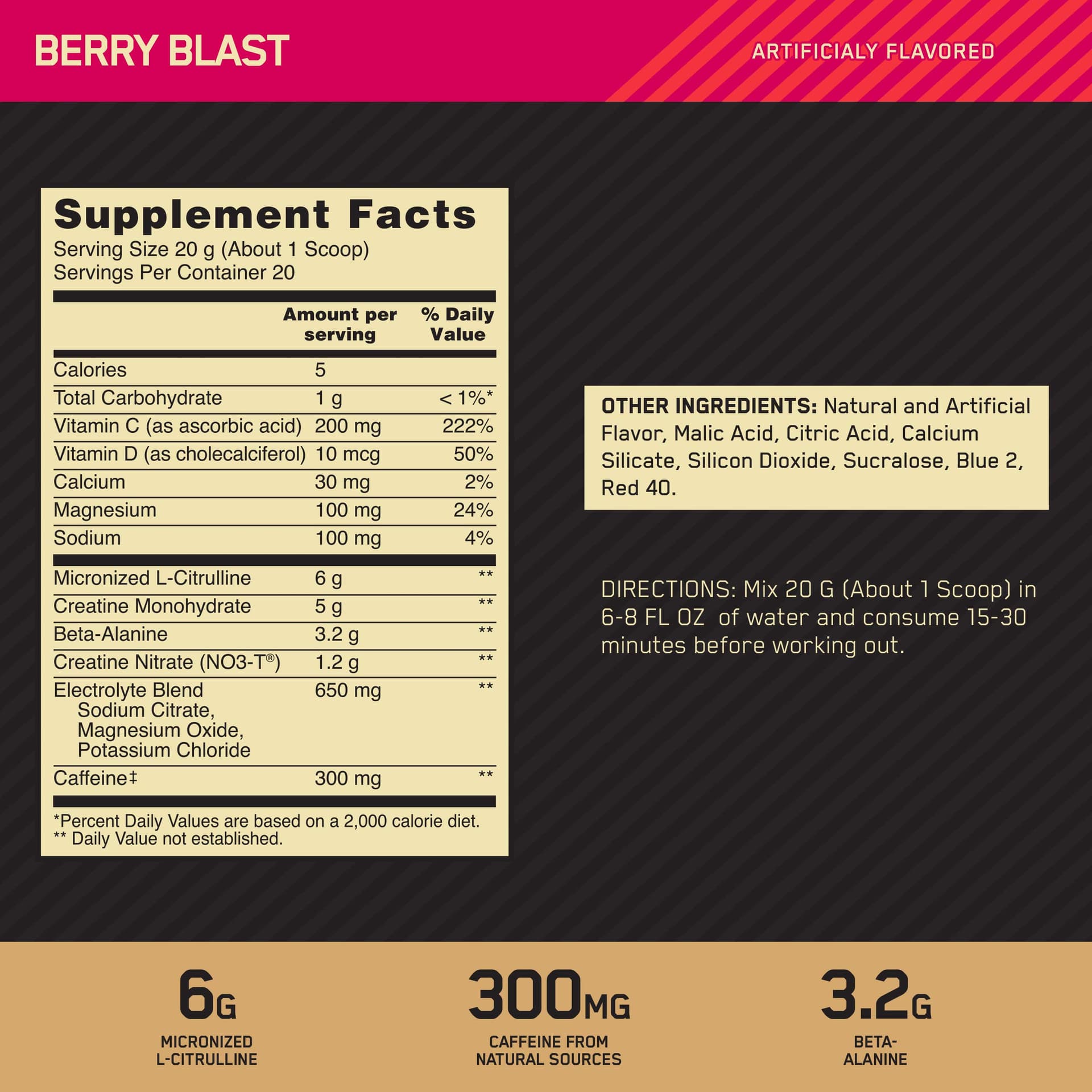 Optimum Nutrition Gold Standard Pre Workout Advanced, with Creatine, Beta-Alanine, Micronized L-Citrulline and Caffeine for Energy, Keto Friendly, Raspberry Lime Mojito, 20 Servings - Berry Blast thumbnail 3