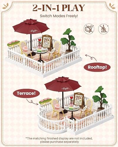 Rolife Super Creator Accessories Chic Café Terrace, Tiny House Building Blocks for Little Dolls, DIY Plastic House Model Building Kits for Teens, DIY Crafts/Hobbies for Adults (Chic Café Terrace) thumbnail 5