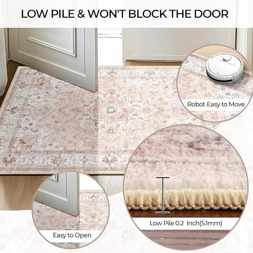 CAPALOCA Machine Washable Rugs Nursery Rug 5x7 Cute Girl Non Slip Low Pile Water Repellent Soft Print Pattern for Bedroom Indoor Decor Kids Playroom Pink thumbnail 7