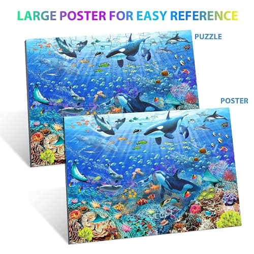 Puzzles for Kids Ages 4-8 6-8 8-10 Year Old - Underwater Scene - 100 Pieces Jigsaw Puzzle for Kids Learning Educational Puzzles for Boys Girls (with Sturdy Box) thumbnail 3