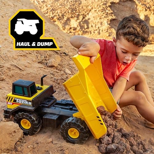 Tonka Steel Classics Mighty Dump Truck - Made with Steel & Sturdy Plastic, Yellow Toy Construction Truck, Boys and Girls, Kids, Toddlers, Ages 3+ thumbnail 8
