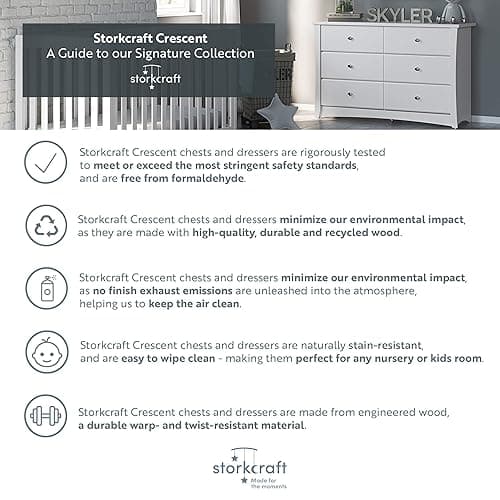Storkcraft Crescent 4 Drawer Chest (White) – GREENGUARD Gold Certified, Dresser For Nursery, 4 Drawer Dresser, Kids Dresser, Nursery Dresser Drawer Organizer, Chest of Drawers thumbnail 9