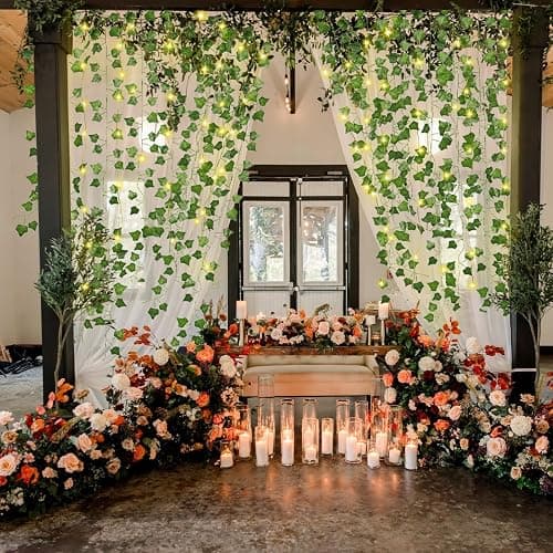 RECUTMS 12 Pack 86Ft Fake Ivy Vines with String Light for Room Decor | Artificial Hanging Ivy Garland Leaves with 100 LEDs String Light for Bedroom Backdrop Aesthetic Wall Wedding Party Home Decor thumbnail 5