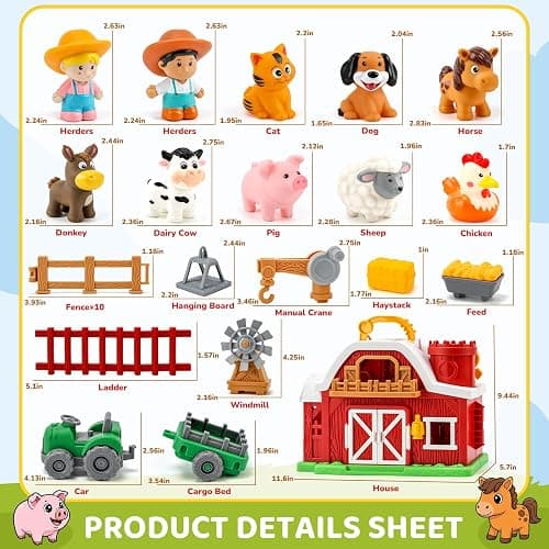 30-Piece Upgraded Farm Animal Big Barn Playset Gifts for Toddlers Christmas | Montessori Learning Toys for 18 Months Olds Girls Boys|Pretend Animal with Tractor Birthday Gifts for 2 Years thumbnail 3