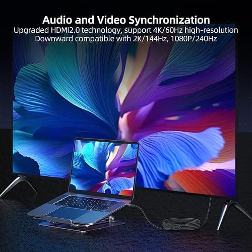 4K@60Hz USB C to HDMI Cable 6.6FT, [Thunderbolt 3/4 Compatible] for MacBook Pro/Air with iPhone 16 Pro/15 Pro/Max Surface Samsung Galaxy USB Type C Laptop Tablet Cell Phone thumbnail 7