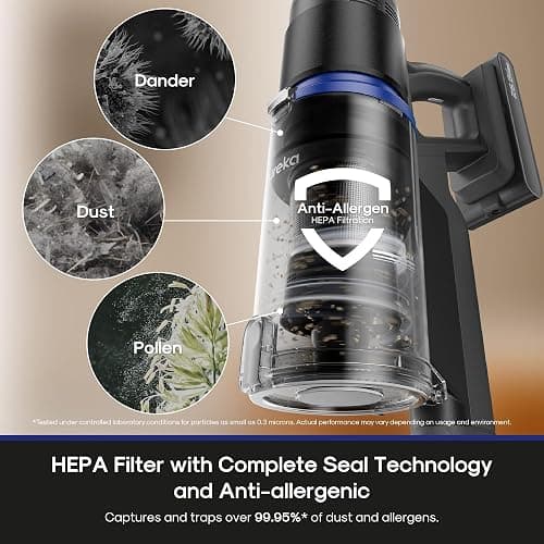 Eureka Cordless Vacuum Cleaner, Anti-Tangle Brushroll, Rechargeable Stick Vacuum, Lightweight for Carpet, Hard Floor, Pet Hair, Black NEC451BL thumbnail 4