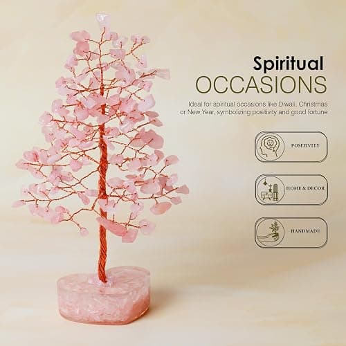 Crocon® Rose Quartz Heart Base Crystals Tree of Life 7-8 inch Healing Stone | Birthday Gifts For Women & Friends Crystals and Meditation Home Décor Gift Ideas House Warming Gift New Home for Mom Presents thumbnail 4