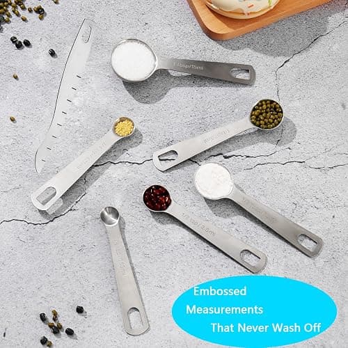 AIKEXIN 20-Piece Measuring Cups and Spoons Set, Nesting Stainless Steel Measuring Cups Spoons with Plastic Measuring Cup for Dry and Liquid Ingredients, Kitchen Cooking & Baking Gadgets thumbnail 6