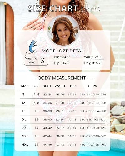 Jolefille Thong Bikini Sets for Women Two Piece Swimsuit Floral Sexy Bathing Suit Triangle Top Modest Swim Suits 2026 Teens thumbnail 6