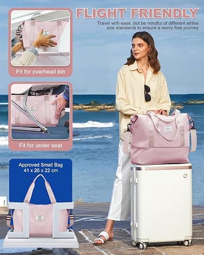 Travel Duffel Bag, Sports Tote Gym Bag, Shoulder Weekender Overnight Bag for Women thumbnail 3