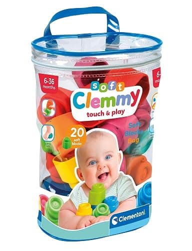 Clementoni Baby Soft Blocks - Clemmy Bag 20 Pieces - Soft Building Blocks, Clemmy Blocks for Kids 6 Months, Bricks Washable, Construction Set, Development & Activity Toy, Made In Italy, 17877 - Image 1