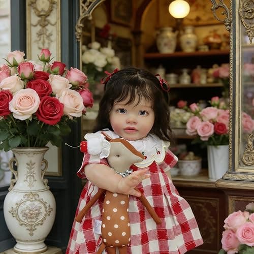 RXDOLL 26 Inch Realistic Reborn Toddler Dolls Girl Rooted Long Hair, Large Size Reborn Baby Dolls Soft Cloth Body, Lifelike Toddler Doll Real Life Baby Doll Toy with Accessories thumbnail 5