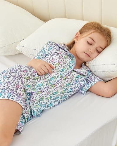 HMPEAIIY Cute Monkey Pajamas Set for Girls, Kids Summer Button Down Matching Y2k Loungewear PJs Christmas Thanksgiving Gift thumbnail 7