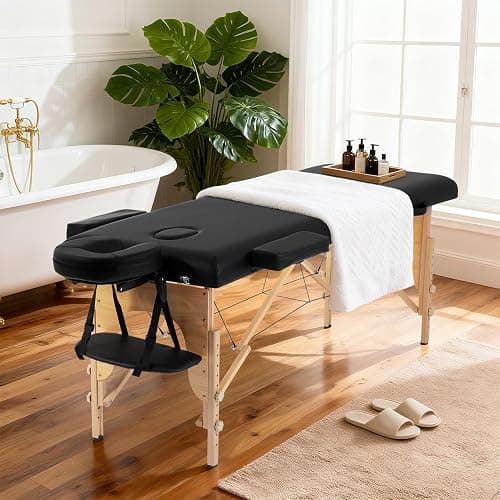BestMassage Massage Bed Portable Massage Table 24 inch Wide Lash Bed Height Adjustable 2 Folding Spa Table with Non-Woven Bag for Spa Footmassage Facial CareSpa Tattoo thumbnail 2