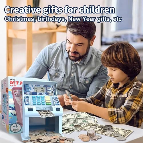 ATM Piggy Bank for Kids, Kids Bank for Real Money with Debit Card, Coin Recognition, Target Setting, Bill Feeder, Balance Calculator, Savings Machine Box, Gifts for Teen Boys Girls thumbnail 5