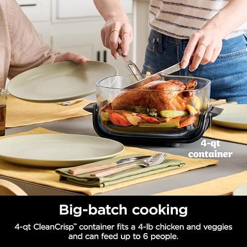 Ninja Crispi Air Fryer, Microwave, Freezer & Dishwasher Safe, Non Toxic Glass Portable Cooking System, 4 QT & 6 Cup Glass Containers with Storage Lids, Easy Meals, Air Fry, Bake, Stone, FN101ST thumbnail 6
