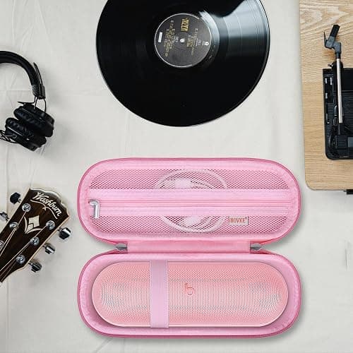 BOVKE Carrying Case for Beats Pill - Portable Bluetooth Speaker, New Beats Pill Wireless Speaker Travel Holder Bag with Extra Mesh Pocket for Charging Cables, Accessories, Pink thumbnail 8