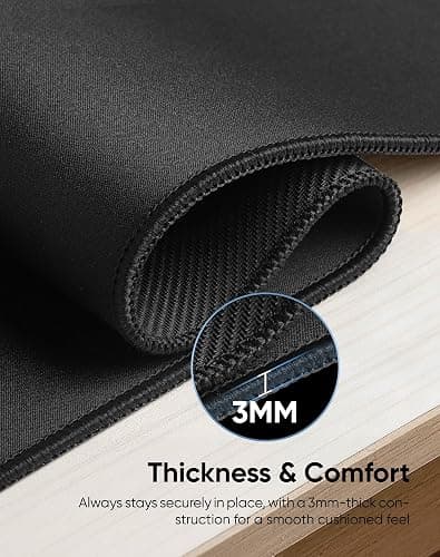 Reniteco Large Gaming Mouse Pad with Durable Stitched Edges, Non-Slip Rubber Base, Big Computer Keyboard Mouse Mat Desk Pad for Home Office Gaming Work, 31.5''x11.8''x0.12'', Black thumbnail 5