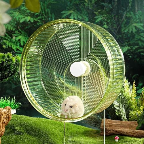Super-Silent Hamster Exercise Wheel: Silent Spin Toys Hamster Running Wheels with Height Adjustable Stand for Hamsters Gerbils Mice Or Other Small Animals -8.5inch Yellow thumbnail 8