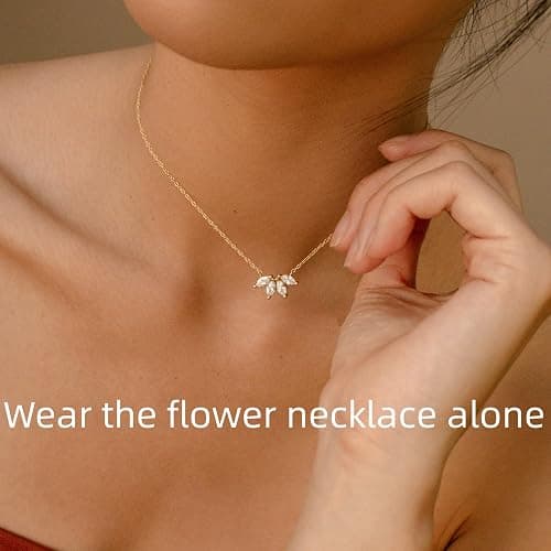 Krudan Dainty Gold Necklaces for Women Cubic Zirconia 14k Gold Plated Layered Necklaces Cute Y Drop Necklace Simple Diamond Choker Necklaces Trendy Jewelry Gifts thumbnail 3