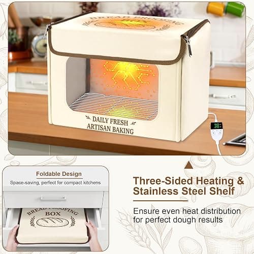 Antner Folding Bread Proofing Box with 70-131°F Temp Control & 99H Timer, Front-View Window Sourdough Proofing Box, Dough Proofer with Metal Rack for Sourdough, Pizza, Bread Baking, Yogurt, Kombucha thumbnail 4