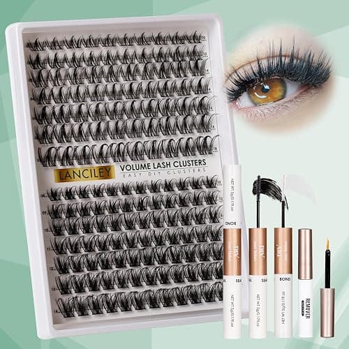 Lash Clusters 154pcs Lashes 10-18mm Eyelash Clusters Kit Natural Eyelashes DIY Cluster Eyelash Extensions Thin Band Cluster Lashes False Eyelashes Lash Extension Kit wth Bond & Seal & Remover-M34+M31 thumbnail 2