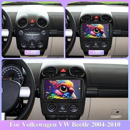 8 Core [4G+64G] Car Radio for Volkswagen VW Beetle 2004 2005 2006 2007 2008 2009 2010 - Android 13 Touch Screen Stereo, DSP 32 EQ/IPS Screen/Carplay/Android Auto/SWC/Bluetooth 5.0/WiFi thumbnail 2