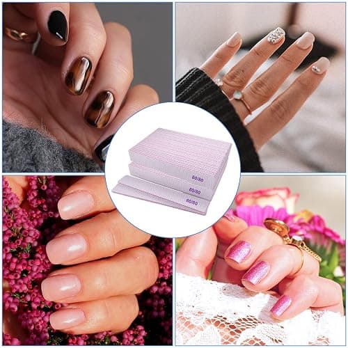 80/80 Grit Nail Files, Emery Boards Nail File for Acrylic and Gel Nails, Coarse Nail File Double Sided 80 Grits Emory Professional Filers Reusable Washable Manicure Square Gray (50 Pcs 80/80 Grit) thumbnail 6