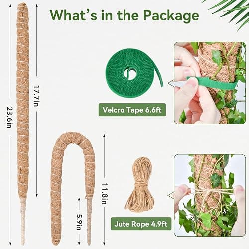 Bendable Moss Pole for Plants, SproutMaven 2 x 23.6/60cm Inch Monstera Moss Pole kit for Climbing Plants Handmade Slim Plant Stakes for Indoor Plants thumbnail 2
