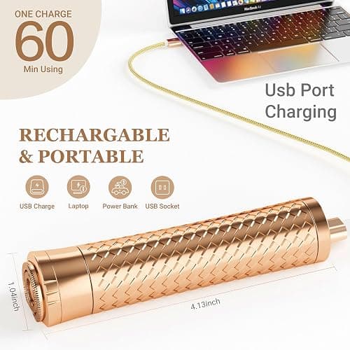 BLIBEE Facial Hair Removal for Women, Rechargeable Hair Removal Device, Painless Face Electric Razor/Shaver for Lip, Arms, Face, Peach Fuzz (Gold) thumbnail 6