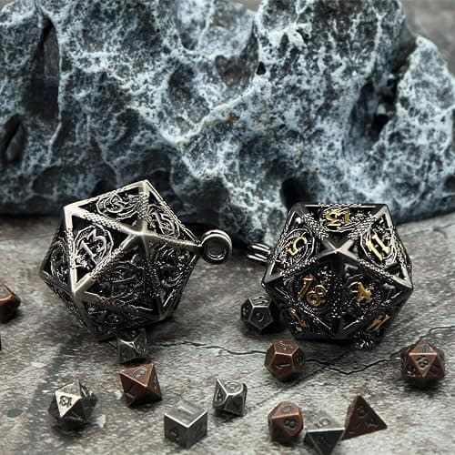 Haxtec Mini Metal DND Dice Set, Tiny Dice with D20 Hollow Cage Necklace & Keychain, Portable Micro D&D Dice for RPG, Cute Small Dice Set for Travel, Unique Dungeons and Dragons Gifts for Men Women thumbnail 9