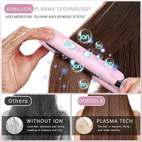 DORISILK 500 Degree High Temp Professional Hair Straightenr ， Ceramic Wide Flat Iron ，2 in 1 Hair Straightener and Curler，Plasma Flat Iron Hair Straightener Get Frizz-Free and Shiny (Purple) thumbnail 4